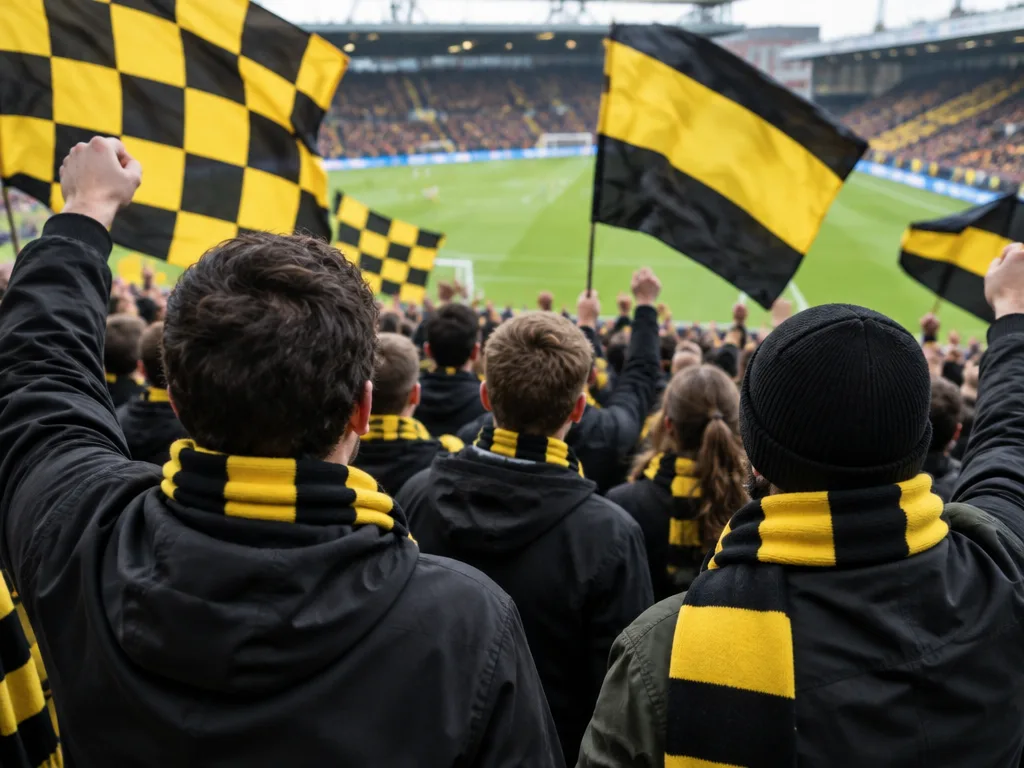 Supportrar i svart och gult på ståplats