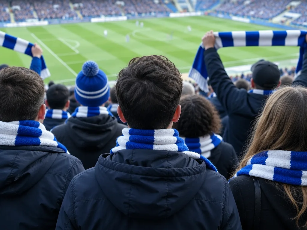 Supportrar i blått och vitt på läktaren